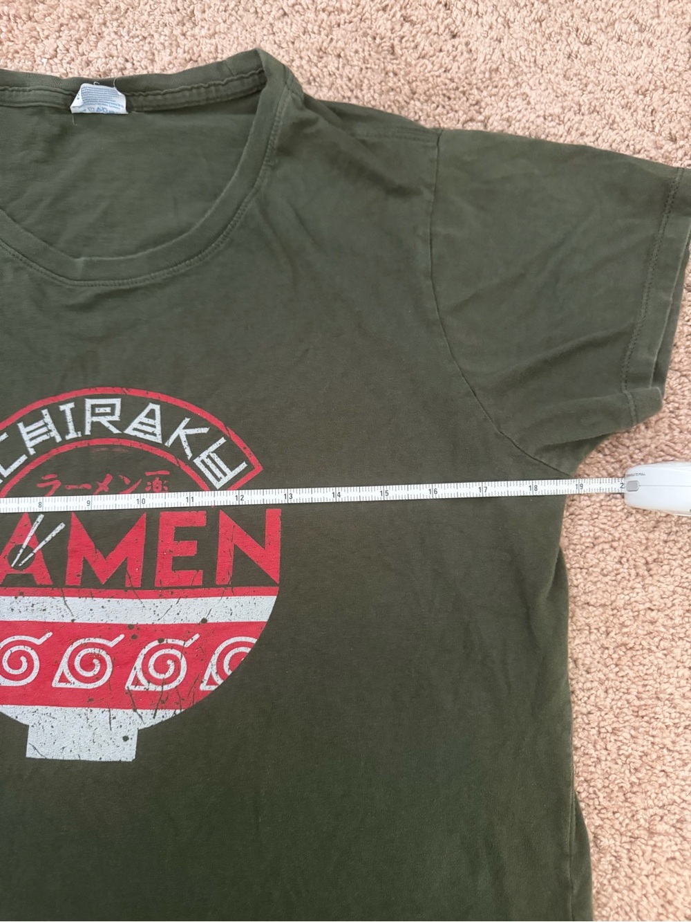 Naruto Ichiraku Ramen T-Shirt Olive Green Short Sleeve Anime Graphic Tee - Picture 7 of 8